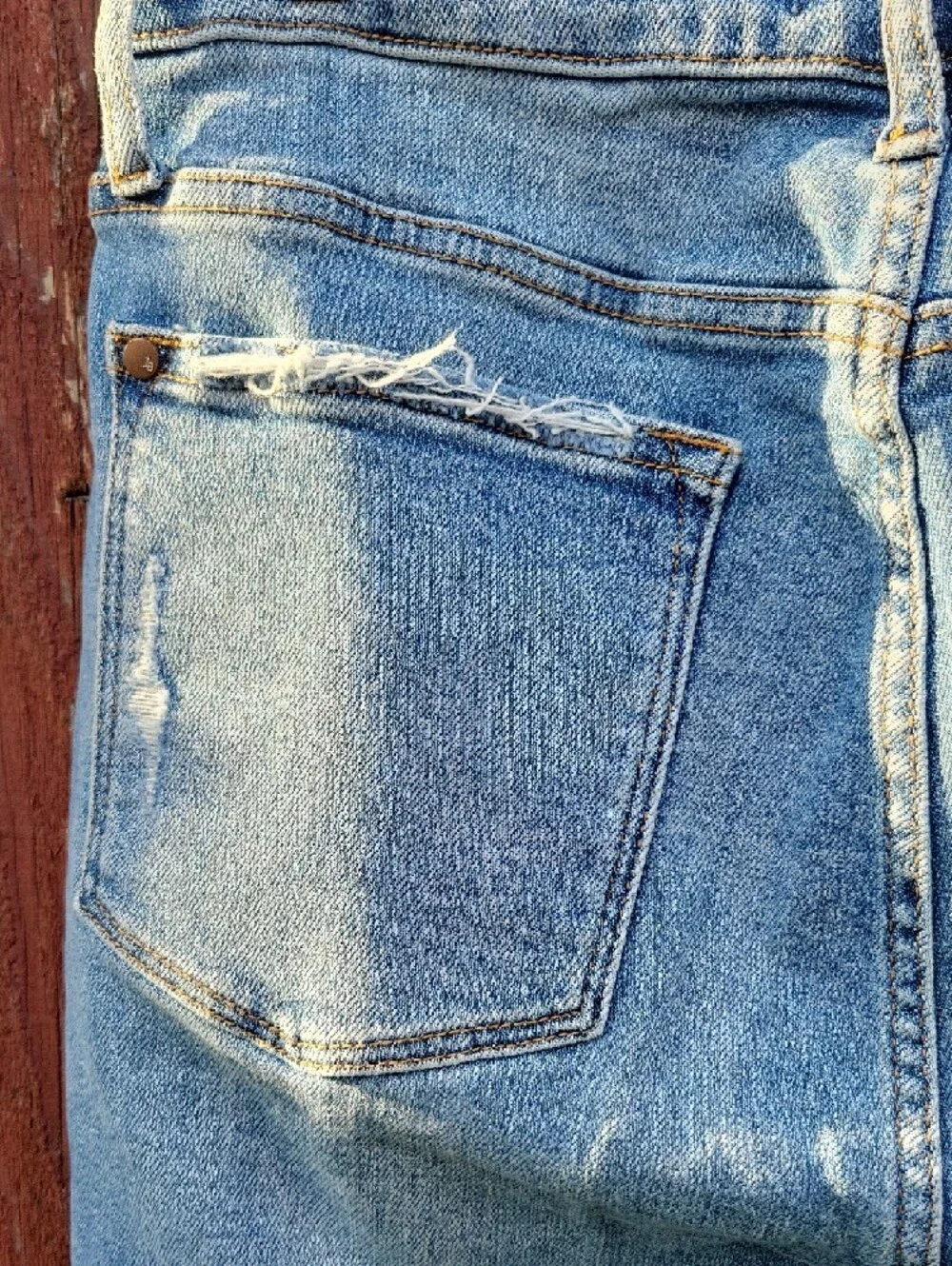 Judy Blue Relaxed Fit Straight‎ Jeans Distressed Stretch Frayed Hem Blue Denim